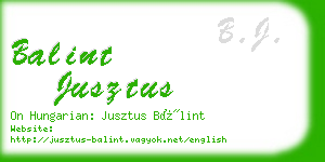 balint jusztus business card